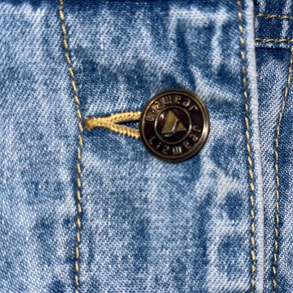 VTG Liz Claiborne Chore Jacket Womens M Petite Blue Denim Jean button Up Lizwear - Picture 4 of 10